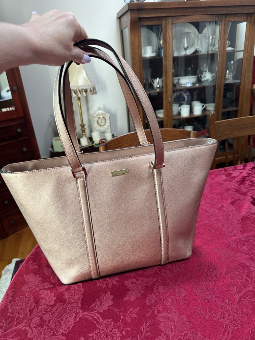 Kate Spade Rose Gold Leather Zip Tote
